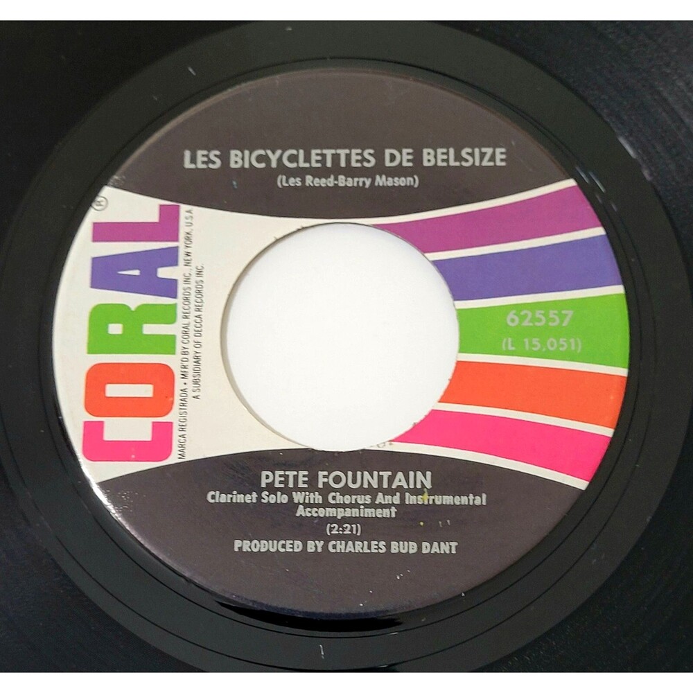 Pete Fountain Les Bicyclettes De Belsize / Puddin' 45 RPM Coral M- Jazz '67